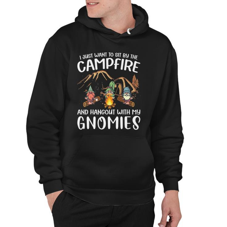 Funny Camping Gnome Hangout With My Gnomies Campfire Hoodie