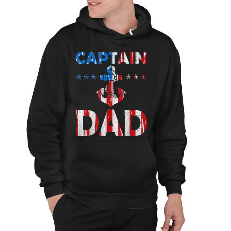 Funny Captain Dad  Boat Owner American Flag 4Th Of July  Hoodie
