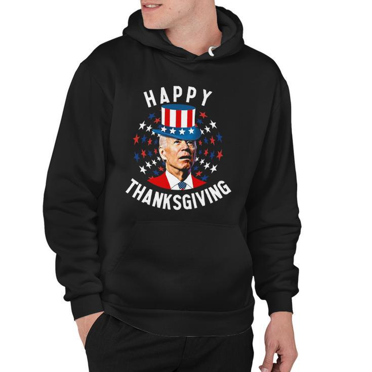Funny Joe Biden Happy Thanksgiving For Fourth Of July Red White Blue Star Hoodie