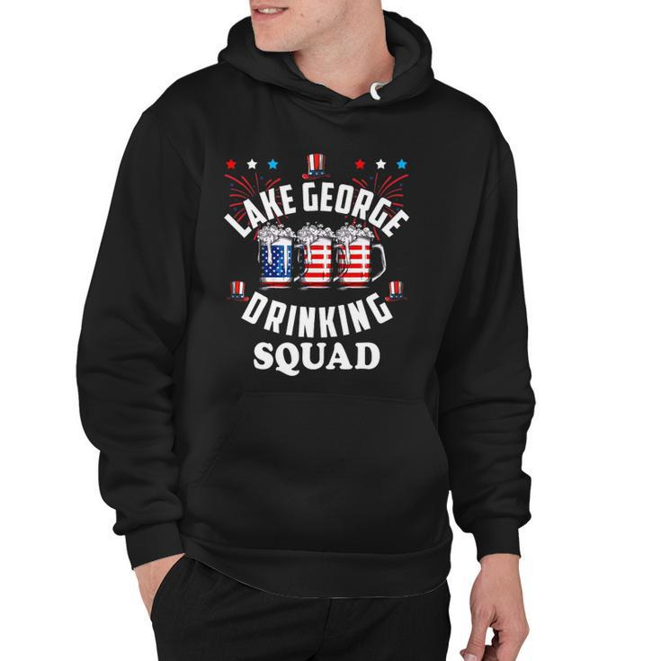 Funny Lake George Drinking Squad 4Th Of July Usa Flag Beer Hoodie