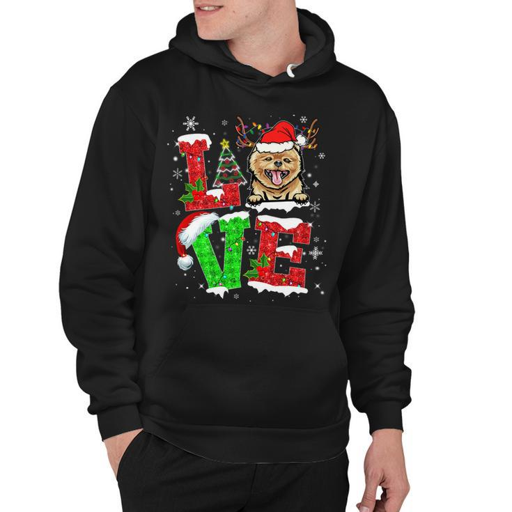 Funny Pomeranian Dog Tree Christmas Lights Xmas Pajama T-Shirt Hoodie