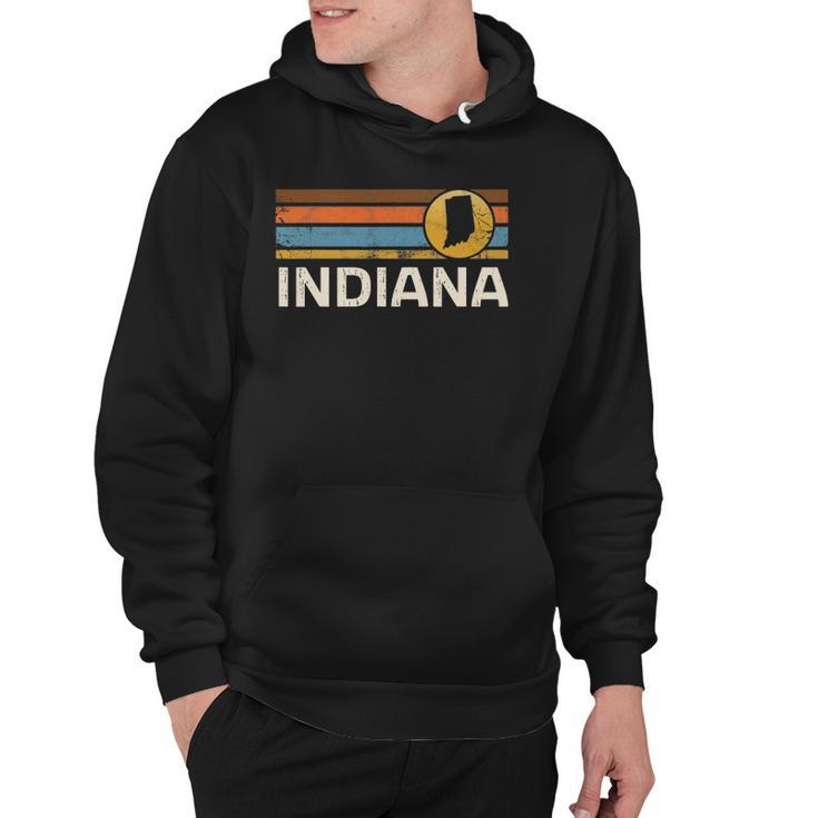 Graphic Tee Indiana Us State Map Vintage Retro Stripes Hoodie
