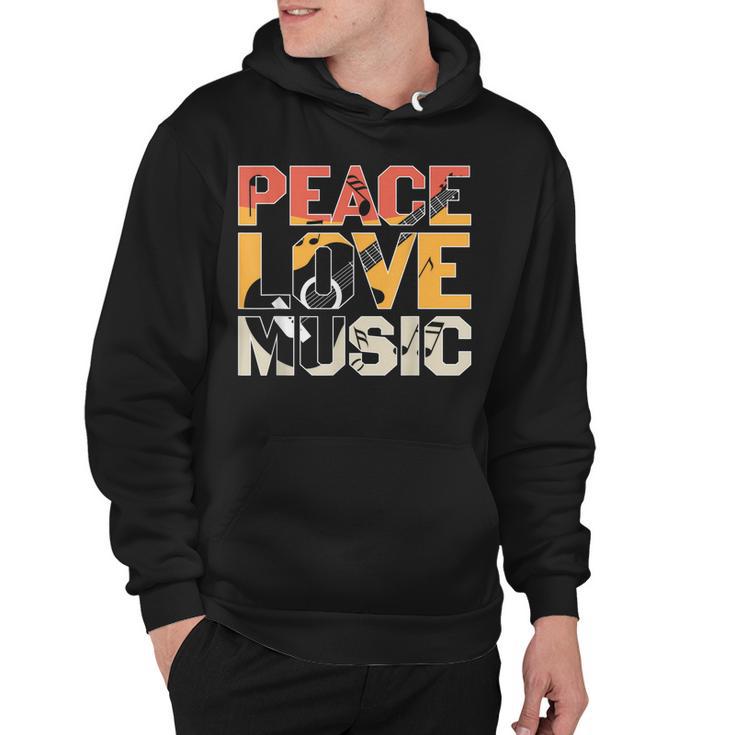 Guitar  Retro Peace Love Music Band Gift Guitarist  Hoodie