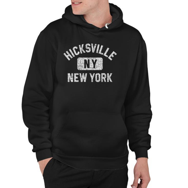 Hicksville Ny New York Gym Style Distressed White Print Hoodie