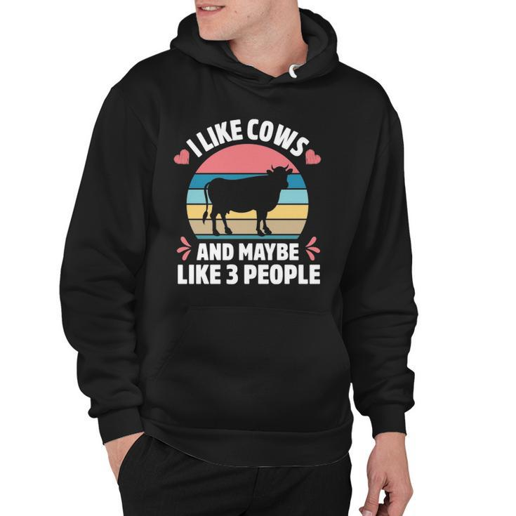 I Like Cows And Maybe Like 3 People Farm Farmer Cow Print  Hoodie