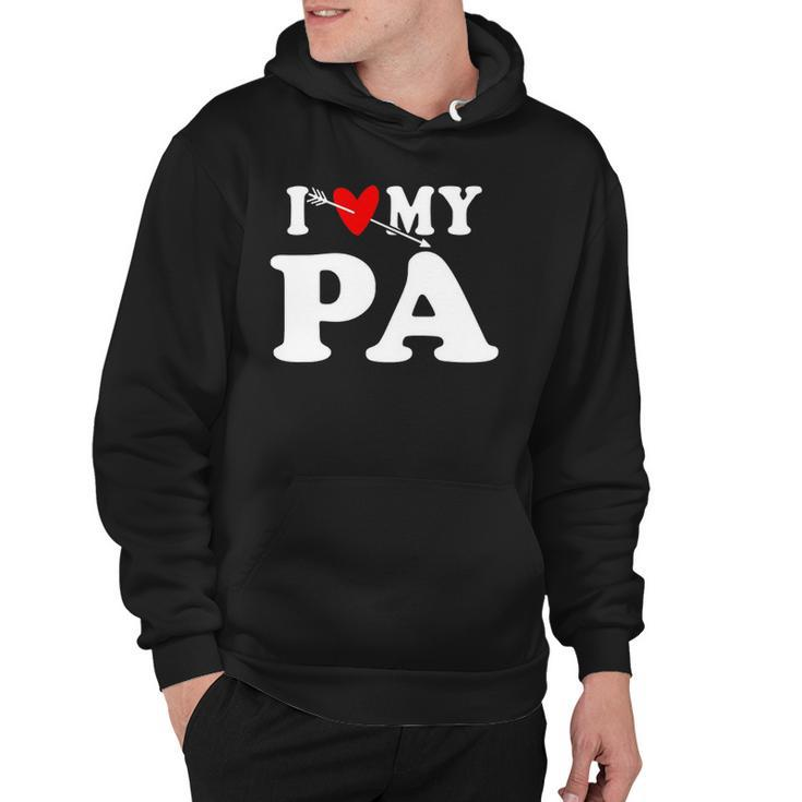 I Love My Pa With Heart Fathers Day Wear For Kid Boy Girl Hoodie