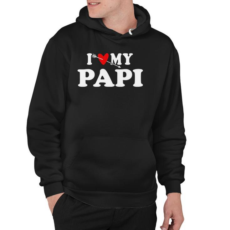 I Love My Papi With Heart Fathers Day Wear For Kids Boy Girl Hoodie