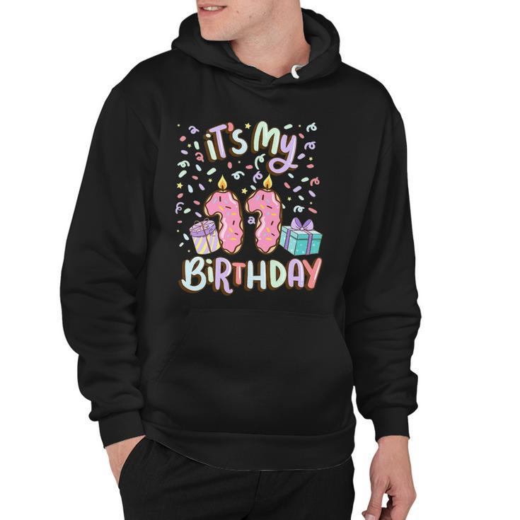 Its My 11Th Birthday Cake Donut 11 Years Old Confetti Hoodie