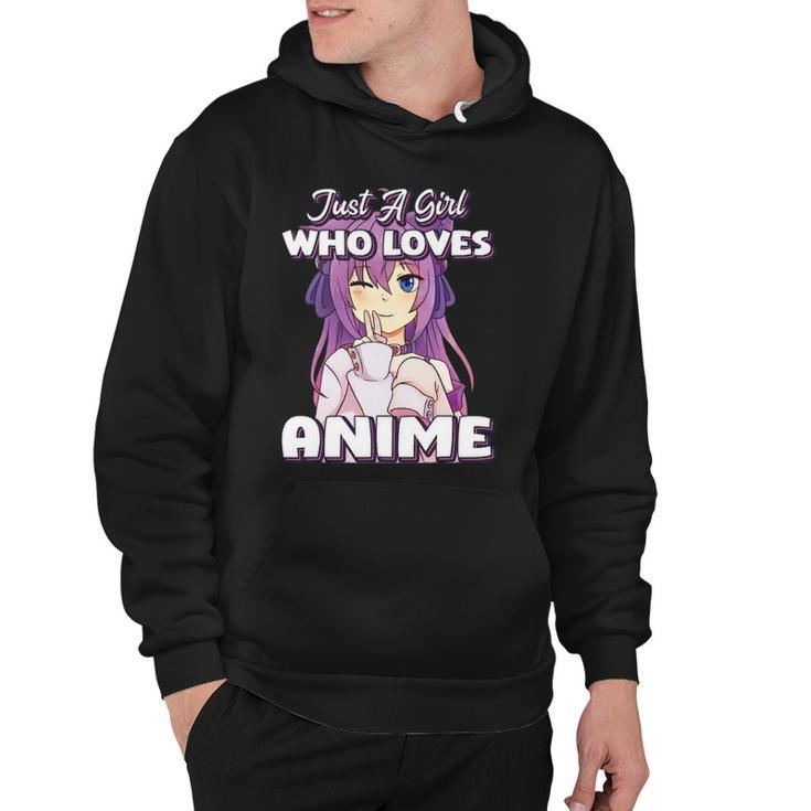 Just A Girl Who Loves Anime Peace Symbol V Fingers Fun Funny Hoodie