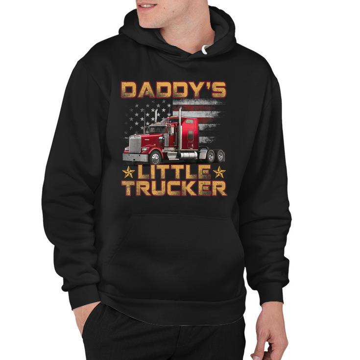 Kids Semi Truck Boys Gift Daddys Little Trucker Fathers Day  Hoodie