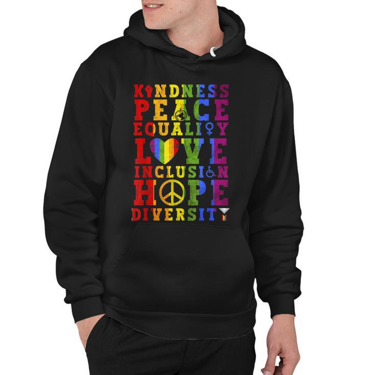 Kindness Equality Love Lgbtq Rainbow Flag Gay Pride Month  Hoodie