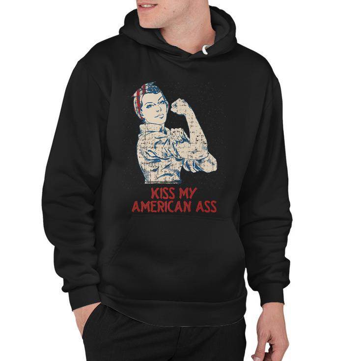 Kiss My American Ass 4Th Of July Dad Jokes Fourth Of July   Hoodie