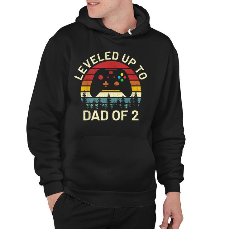 Leveled Up To Dad Of 2 Video Gamers Funny Gaming Two Daddy  Hoodie