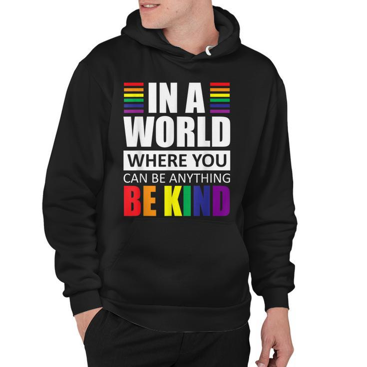Lgbt Gay Pride In A World Where You Can Be Anything Be Kind  V2 Hoodie