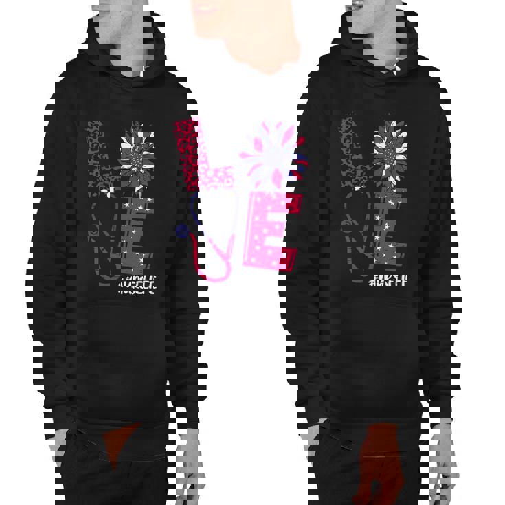 Love Heart Stethoscope Nurse Life 4Th Of July 2022 Women Hoodie