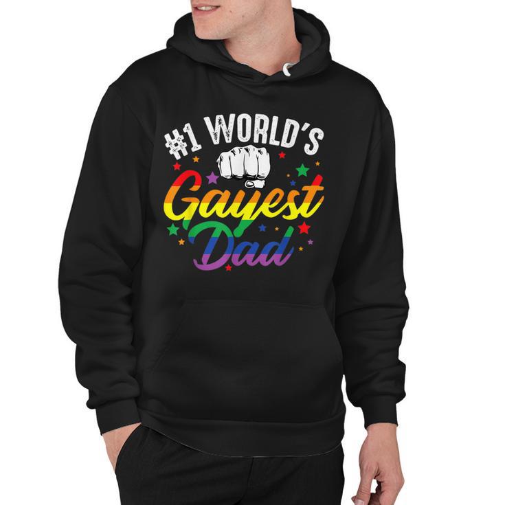 Mens 1 Worlds Gayest Dad Funny Fathers Day Lgbt Pride Rainbow 14 Shirt Hoodie