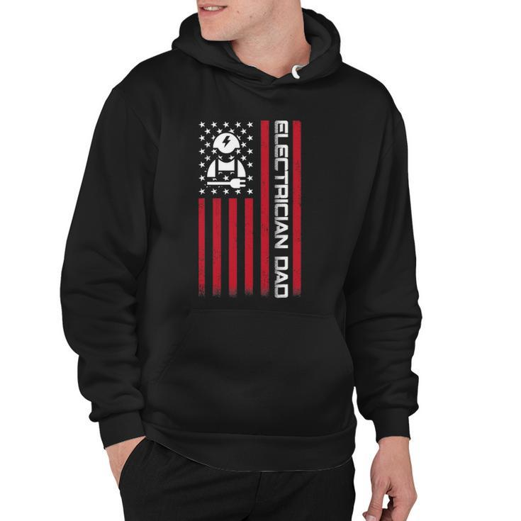 Mens 4Th Of July Us Flag Electrician Dad Gift For Fathers Day Hoodie