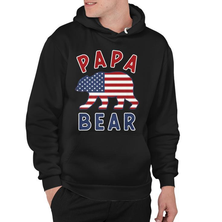 Mens American Flag Papa Bear 4Th Of July Usa Patriotic Dad  V2 Hoodie
