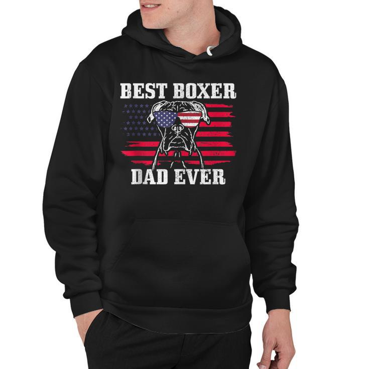 Mens Best Boxer Dad Ever Dog Patriotic 4Th Of July American Flag V2 Hoodie