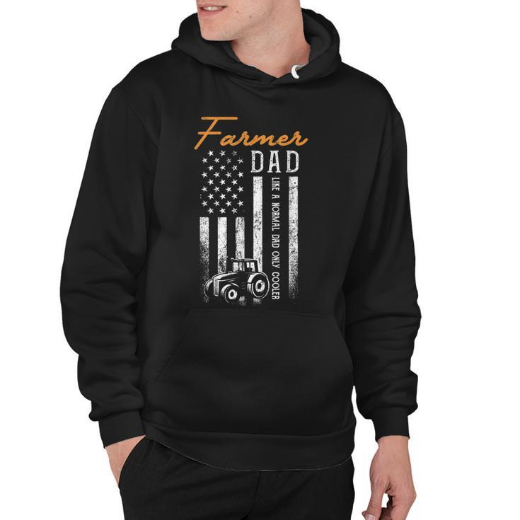 Mens Farmer Dad Like A Normal Dad Only Cooler Usa Flag Farming  Hoodie