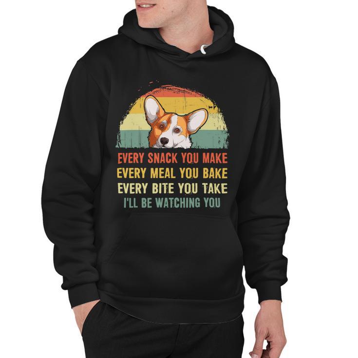 Mens Funny Corgi Retro Every Snack You Make Every Meal You Bake V2 Hoodie