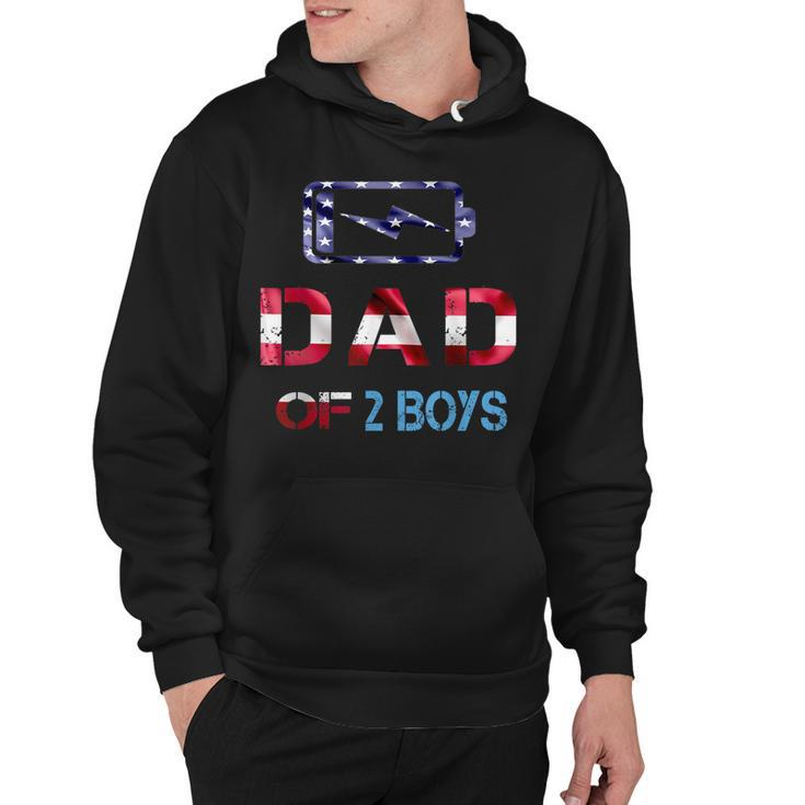 Mens Funny Fathers Day Dad Of 2 Boys American Flag 4Th Of July  Hoodie