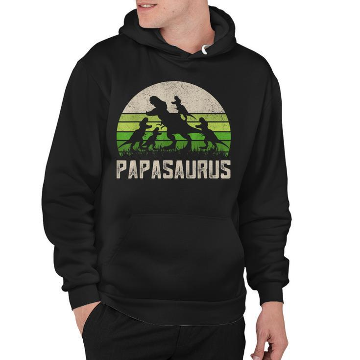 Mens Funny Grandpa  Papasaurus Dinosaur 4 Kids Fathers Day  Hoodie