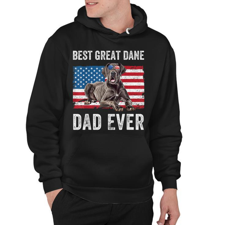 Mens Great Dane Dad American Flag Dog Lover Owner Fathers Day Fun Hoodie