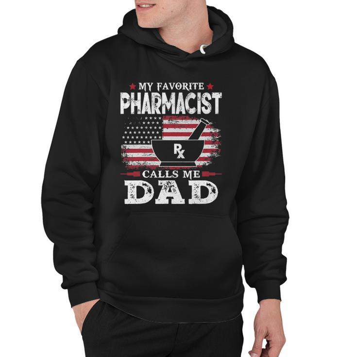 Mens My Favorite Pharmacist Calls Me Dad Usa Flag Fathers Day Hoodie