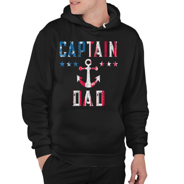Mens Patriotic Captain Dad American Flag Boat Owner 4Th Of July  Hoodie