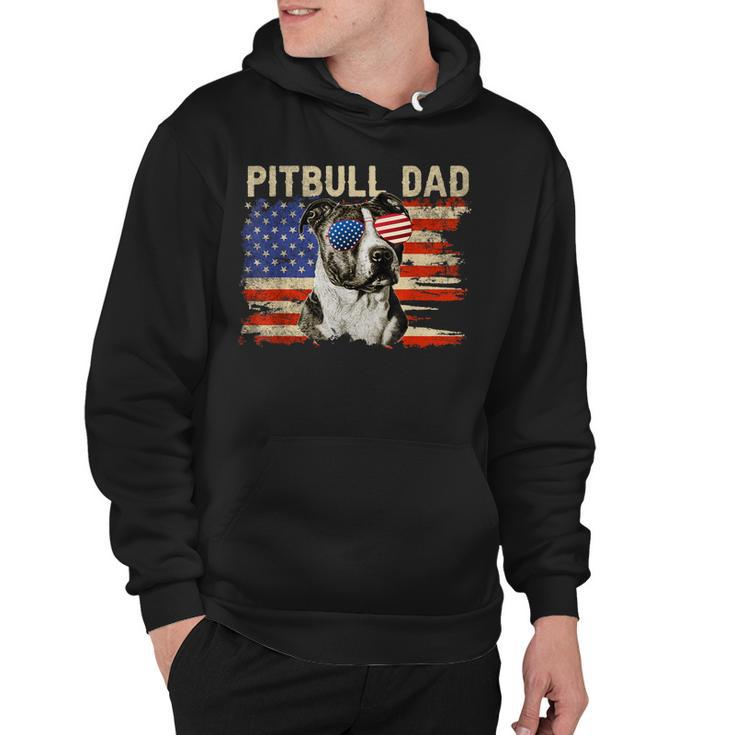 Mens Patriotic Pitbull Dad  4Th Of July American Flag Usa  Hoodie