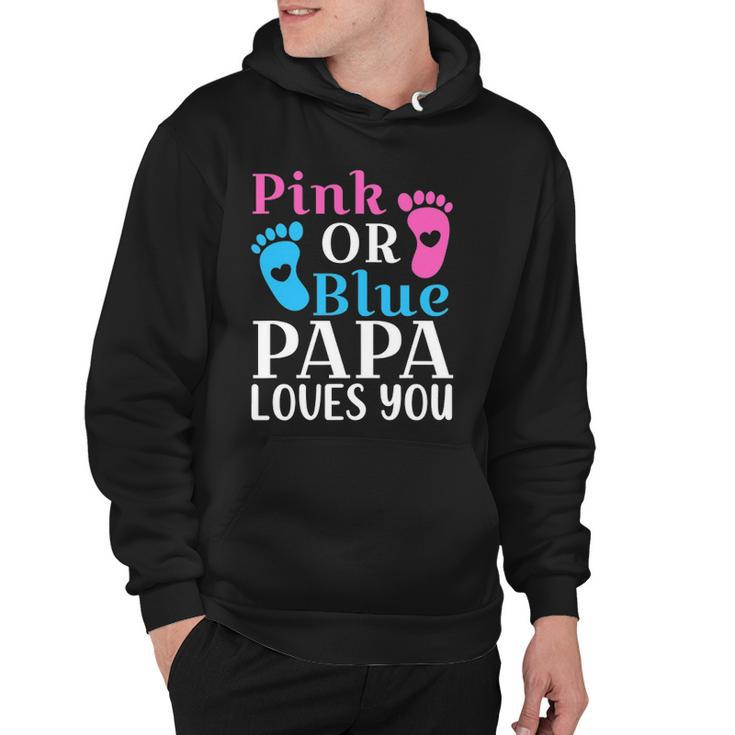 Mens Pink Or Blue Papa Loves You  Cute Gender Reveal Father Hoodie