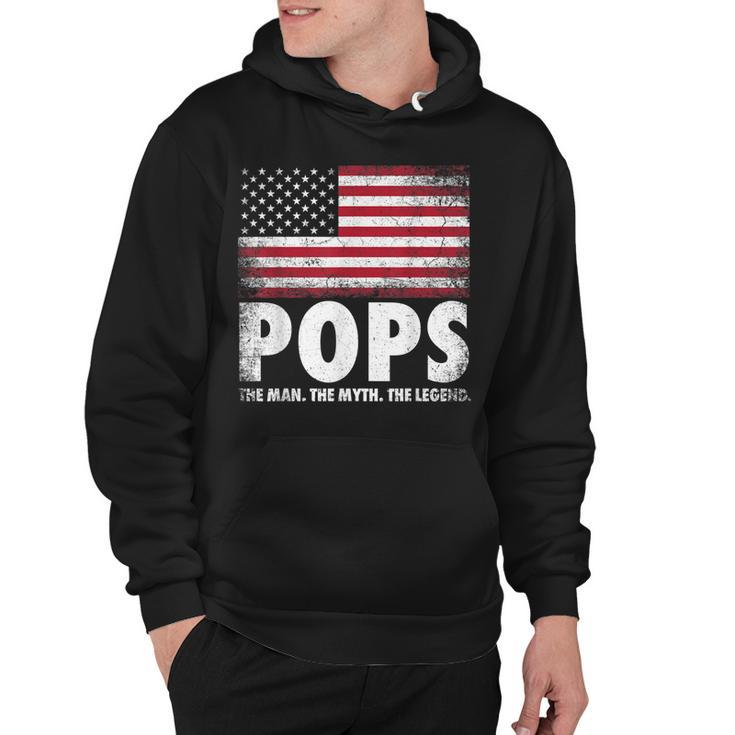 Mens Pops The Man Myth Legend Fathers Day 4Th Of July Grandpa  Hoodie
