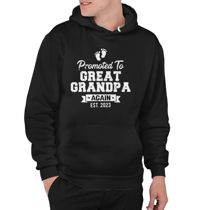 Mens Promoted To Great Grandpa Again 2023 Great Grandfather To Be Hoodie