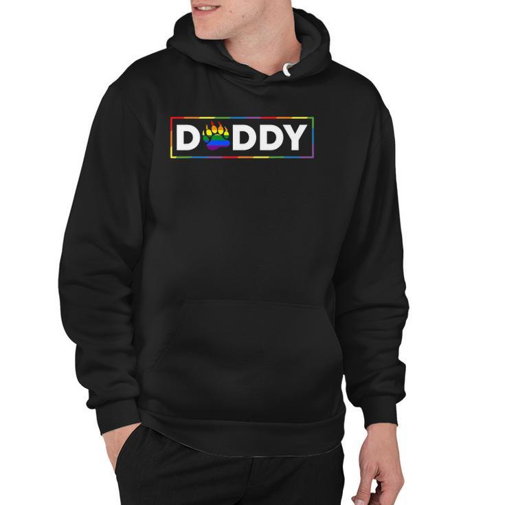 Mens Proud Gay Daddy Bear Paw Pride Rainbow Lgbtq Dad Fathers Day Hoodie