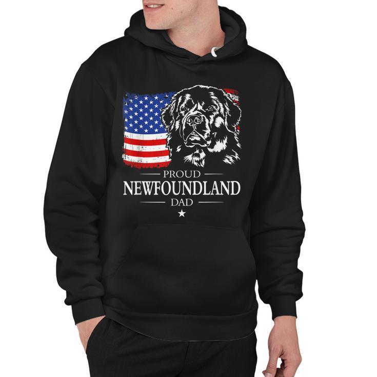 Mens Proud Newfoundland Dad American Flag Patriotic Dog Gift Hoodie