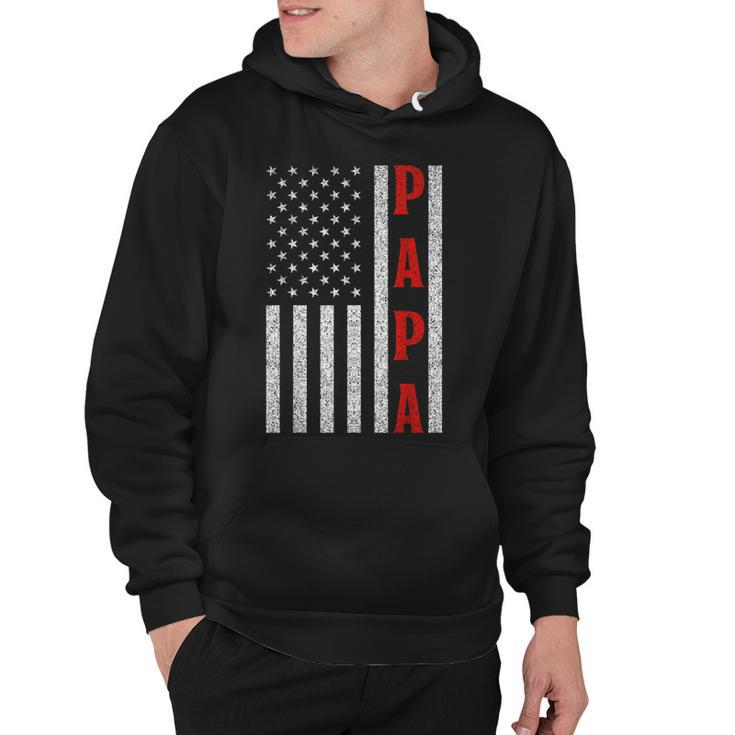 Mens Proud Papa American Flag Fathers Day Gift From Grandchildren Hoodie