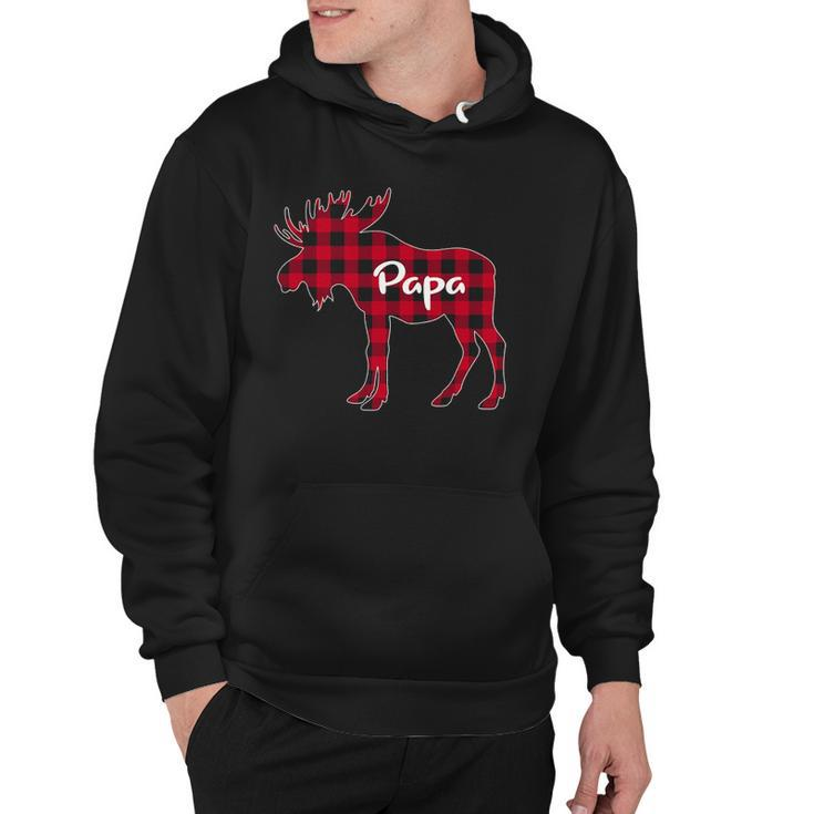 Mens Red Plaid Papa Moose Xmas Red Buffalo Family Pajama Hoodie