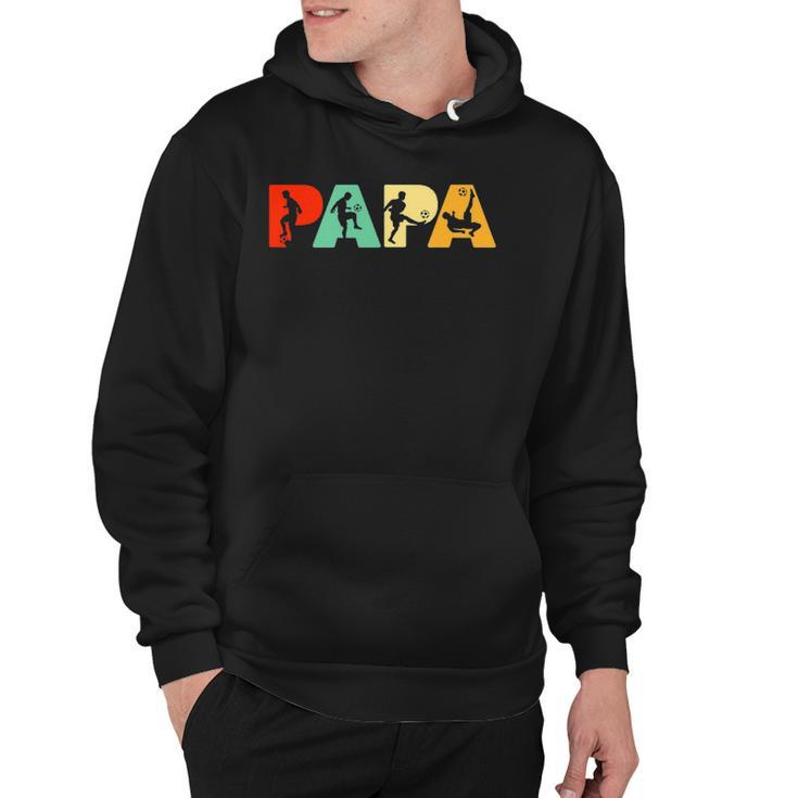 Mens Soccer Dad Retro Papa Soccer Fathers Gift Hoodie