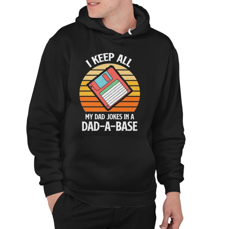 Mens Vintage Fathers Day I Keep All My Dad Jokes In A Dad A Base Hoodie