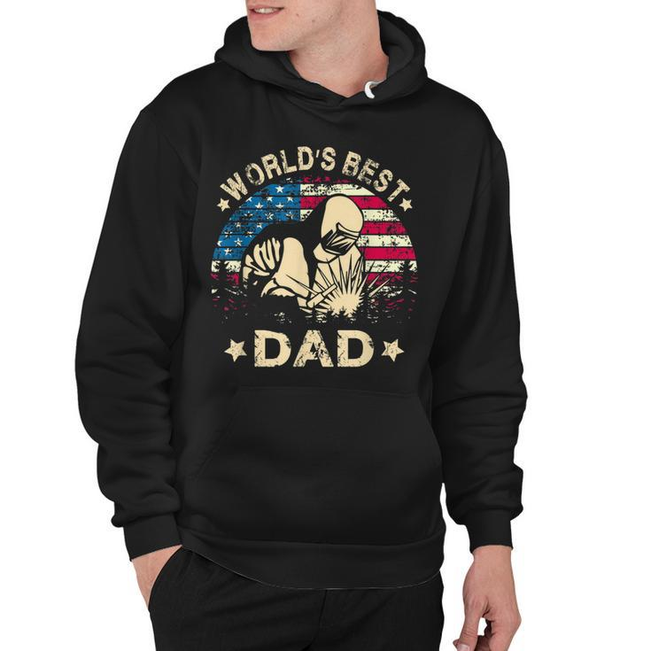 Mens Worlds Best Welder Dad T  4Th Of July American Flag Hoodie
