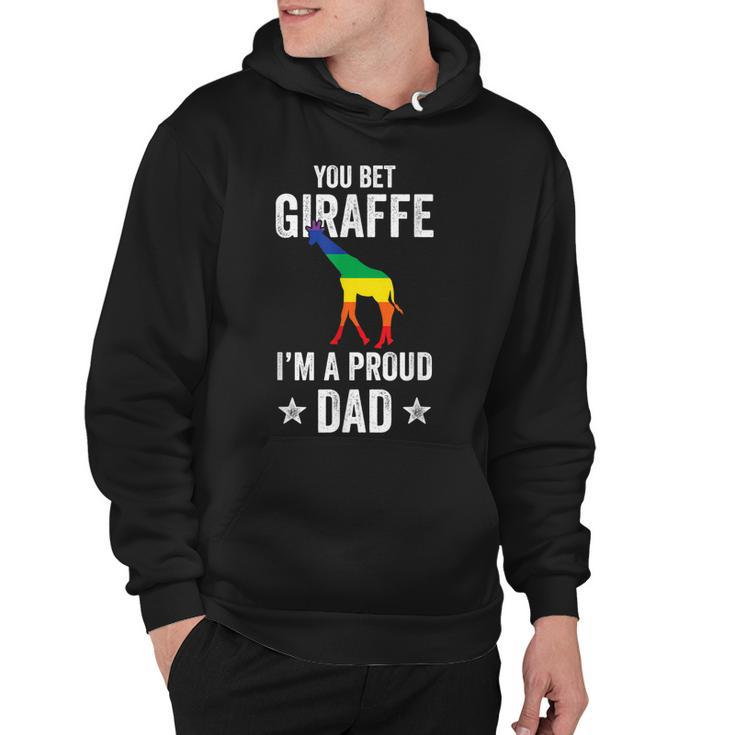 Mens You Bet Giraffe Im A Proud Dad Funny Lgbt Rainbow  Hoodie