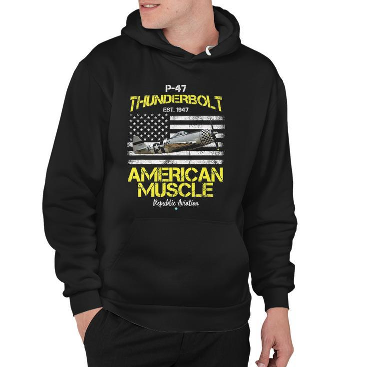 P-47 Thunderbolt Wwii Airplane American Muscle Gift Hoodie