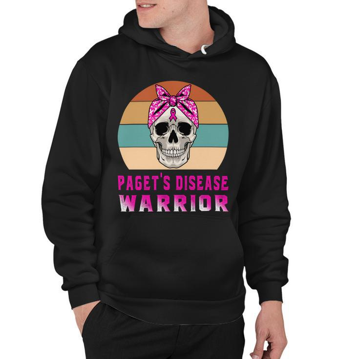Pagets Disease Warrior  Skull Women Vintage  Pink Ribbon  Pagets Disease  Pagets Disease Awareness Hoodie