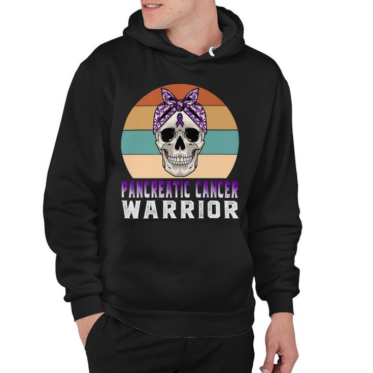 Pancreatic Cancer Warrior  Skull Women Vintage  Purple Ribbon  Pancreatic Cancer  Pancreatic Cancer Awareness Hoodie