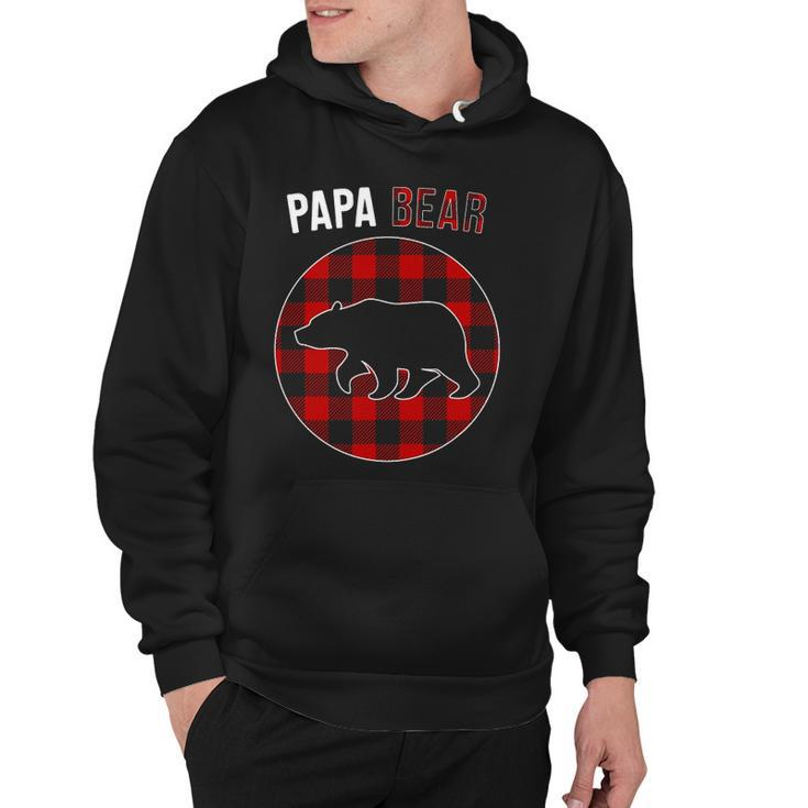 Papa Bear Red Plaid Matching Family Christmas Pajamas Hoodie