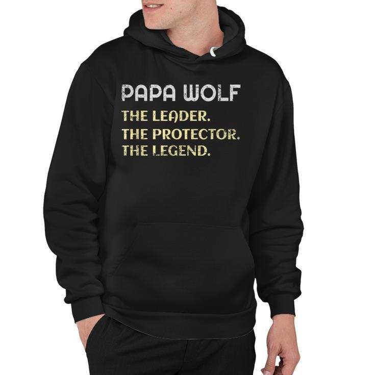Papa Wolf The Leader The Protector The Legend Funny Hoodie