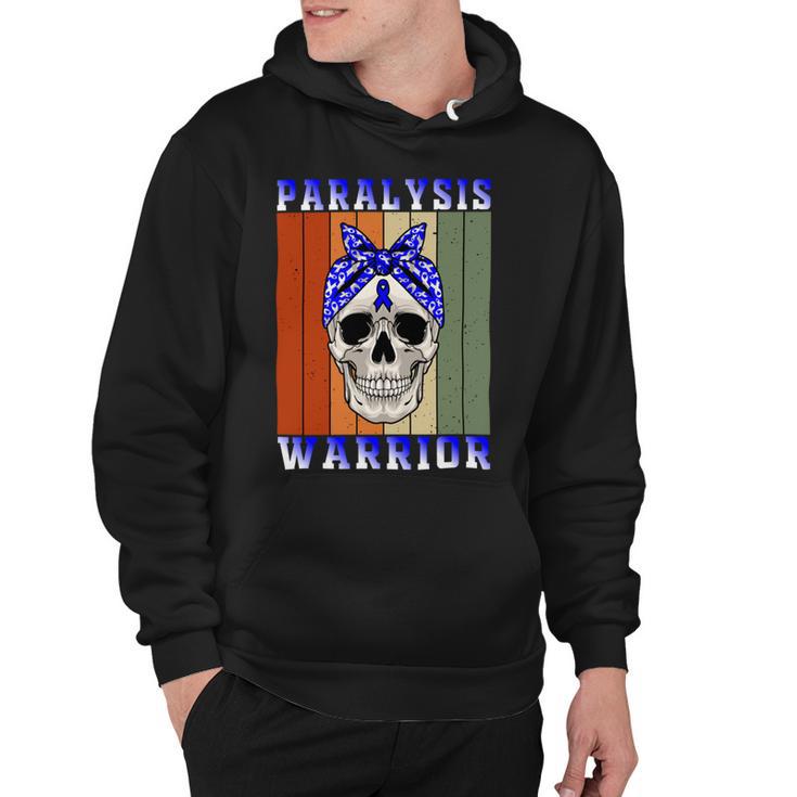 Paralysis Warrior  Skull Women Vintage  Blue Ribbon  Paralysis  Paralysis Awareness Hoodie