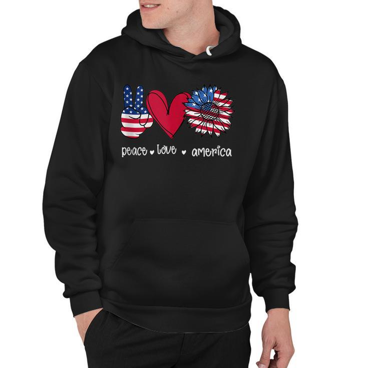 Peace Love America 4Th July Patriotic Sunflower Heart Sign  V2 Hoodie