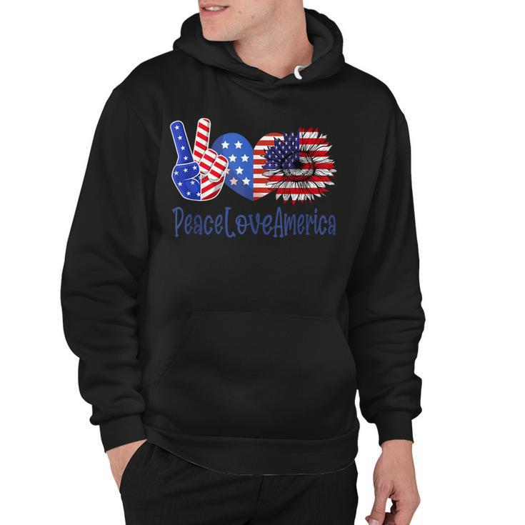 Peace Love America 4Th July Patriotic Sunflower Heart Sign  V6 Hoodie